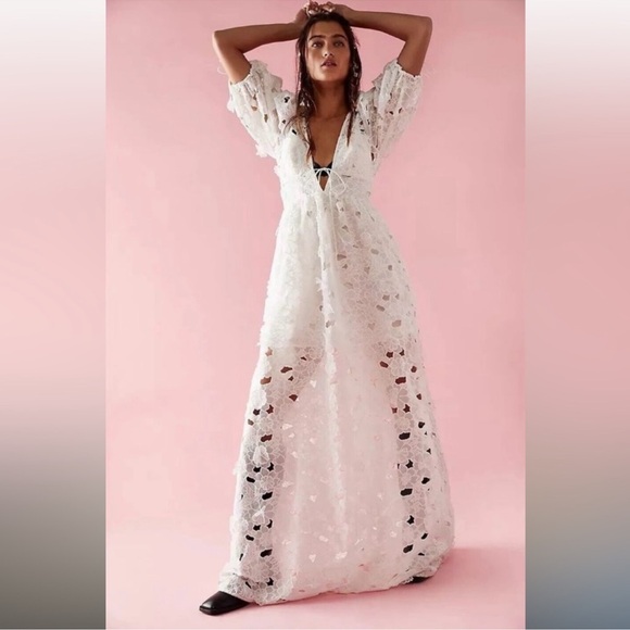 FOR LOVE & LEMONS x FREE PEOPLE Serena Maxi Dress NEW With Tag White Size M - Picture 13 of 15